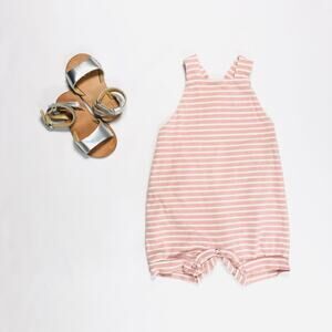 BABY GIRL PINK STRIPED ROMPER SIZE 9/12M